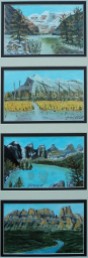 Quad Louise,Rundle Moraine,Castle Mt, Acrylic, each 4x6 $$300