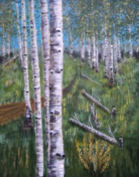 Birches 3, Acrylic, 16x20, $750, #16015