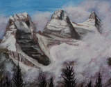 Three Sisters, Canmore, #17011, $250, acrylic, 8x10