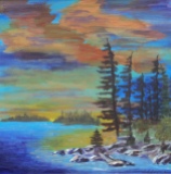 Blazing Sunset, #17065, $425, Acrylic, 12x12