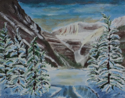 Lake Louise in Winter, #16066, $250, Acrylic, 8x10