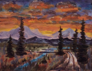 Sunset Road, #17086, $250, Acrylic, 8x10