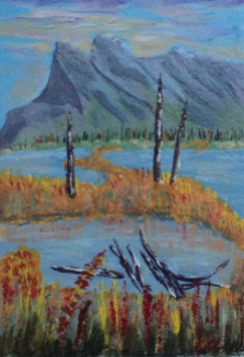 Mount Rundle in the Fall 3, #16069, $120, Acrylic, 4.5x6.5