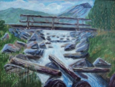 Bridge Over Troubled Logs, #16035, Acrylic, 12x16