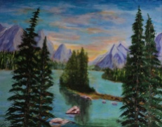 Maligne Lake, #15001, $495, Acrylic, 12x15