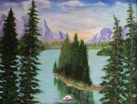 Maligne Lake, #15024, $460, Acrylic, 11x14