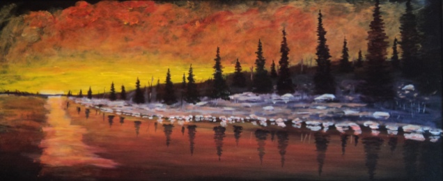 Sunset Rouge, #17085, $1500, Acrylic, 15x35