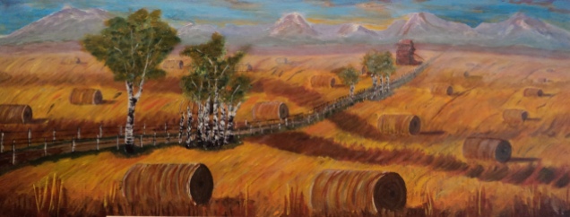 Endless Harvest, #16032, $1750, Acrylic, 16x40
