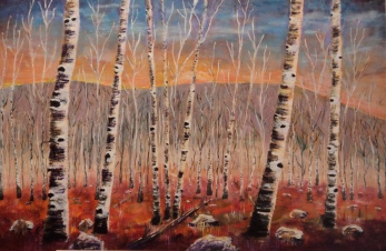 Fall Birches, #16023, $1950, Acrylic, 24x36