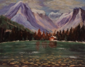 Rocky Mountain Cabin, #17082, $250, Acrylic, 8x10