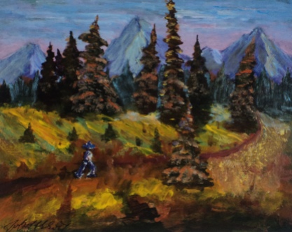 Mountain Hike, #17074, $250, Acrylic, 8x10