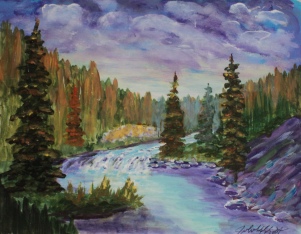 Wilderness River2, #18023, Acrylic, 7.5x9.5