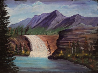 Rocky Mountain Waterfall, #18031, $540, Acrylic, 12x15