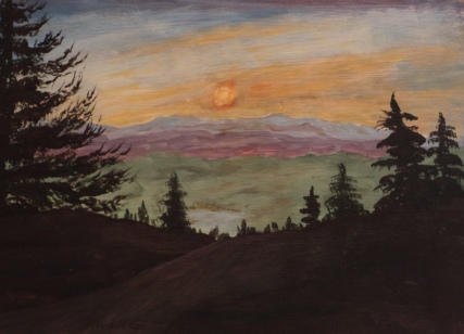 Sunset in the Rockies, #18035, $400, Acrylic, 10x14