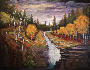 Wilderness Waterfall, #18034, $2900, Acrylic, 30x38