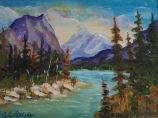 Banff, Bow River, #18043, $125, Acrylic, 5.5x7.5