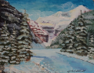 Lake Louise in Winter, #18040, $250, Acrylic, 8x10
