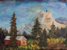 Mountain Mansion, #18054, $125. Acrylic, 6x7