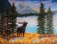 Emerald Lake Moose, #15062, $750, Acrylic, 14x18