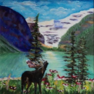 Moose at Lake Louise, #17052, $300, Acrylic, 10x10