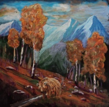 Rocky Mountain Grizzly, #18004, $495, Acrylic, 13x13