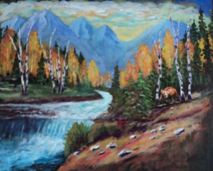 Wild Waters of the Rockies, #18012, $950. Acrylic, 16x20