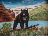 Blackie at Lake Louise, #19015, Acrylic, 9x12