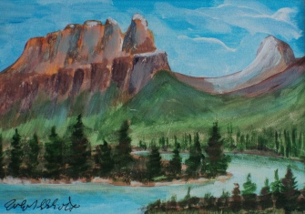 Castle Mountain, #19014, $80, Acrylic, 5x6
