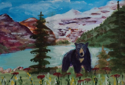 Lake Louise with Visitor, #19012, $75, Acrylic, 4x6