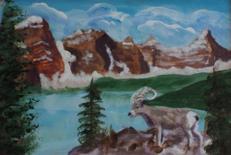 Moraine Lake, #19013, $75, Acrylic, 4x6
